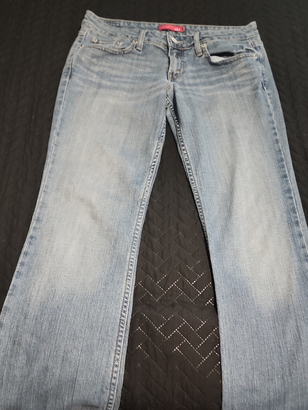 Levi Strauss  524  Super Low  Boot Cut Light Blue Straight Leg Jeans